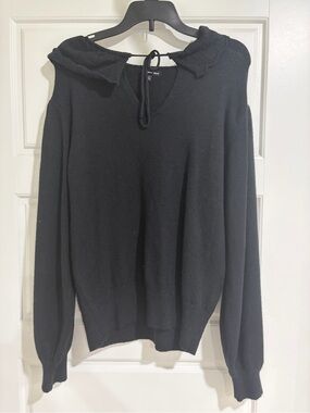Who What Wear Black V-Neck Tie-Detail Sweater